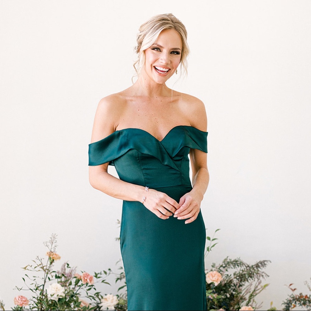 Shop REVELRY CHAMPAGNE GOLD BARDOT BRIDESMAID DRESS